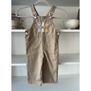 Vintage Carter's‎ Beige Overalls Bibs Crayons Back To School 24 Months